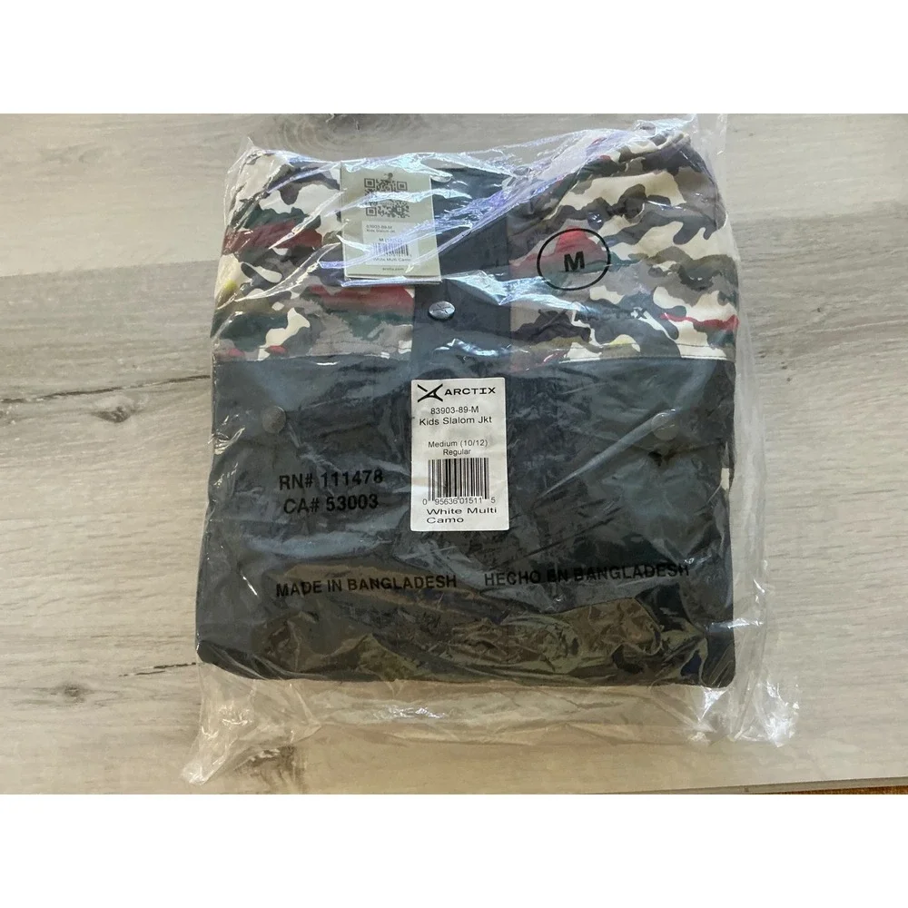Arctix Kids Slalom White Multi‎ Camo Jacket Size Meedium (10/12) New With Tags